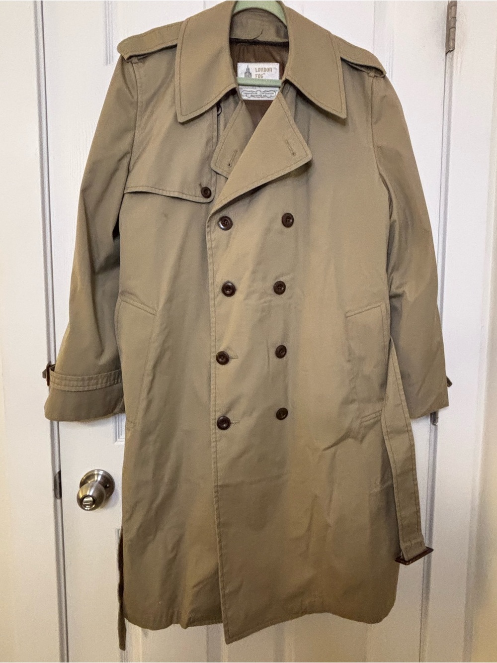 Vintage London Fog Khaki Trench Coat Jacket Size 44R